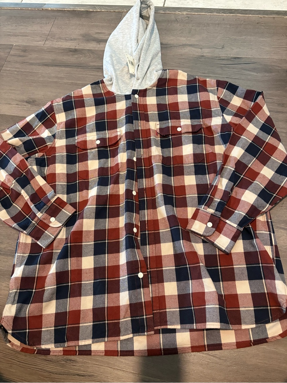 Mens Levi’s Hooded Long Sleeve Relaxed Fit Flannel Shirt Size  XXL
